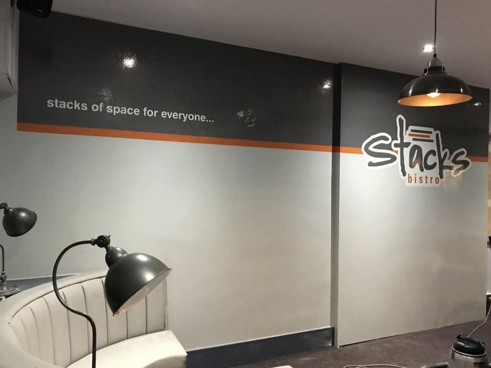 Stacks Bistro walls after adding smart writable surfaces